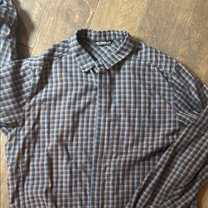 Men's Blue and Brown Plaid Shirt